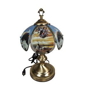 Vintage Native American Lamp OK Lighting Wolf Eagle Wildlife Touch Control